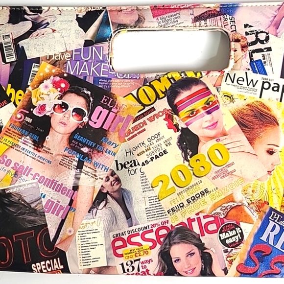 Trendy Magazine Print Clutch - Picture 8 of 10